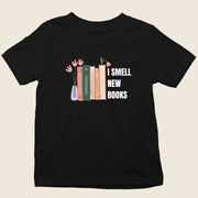 KIDS TEE I SMELL NEW BOOK FLOWERS